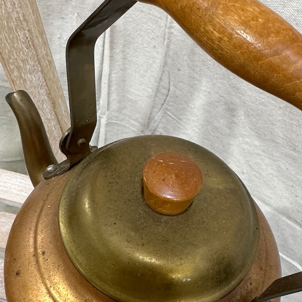 Centuria vintage Copper-Color Stovetop Kettle with Wood Handle - Picture 2 of 11